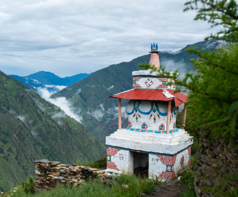 Monument on hillside in Nepal