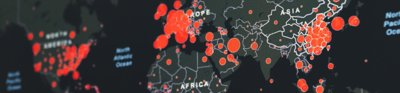 Digital map with varying sized orange circles