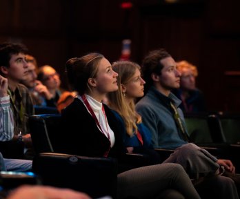 Audience sat in the Ondaatje Theatre at the Society.