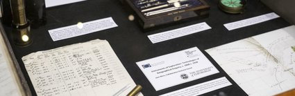 Display of historic materials, including archival papers and scientific instruments