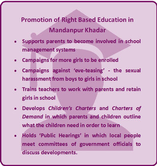 Figure 13 Some of the work undertaken by EFRAH and Oxfam as part of the Promotion of Right Based Education Programme