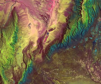 Ariel remote sensing image of mountains 